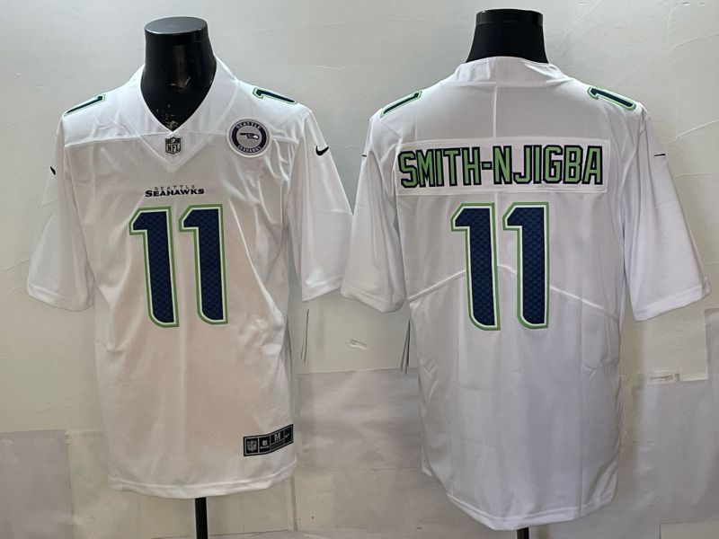 Men 2026 Seattle Seahawks #11 Smith-Njigba White Nike Limited NFL Jersey 015
